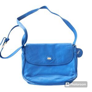 Milly Royal Blue Adjustable Crossbody Handbag Womens Leather Bold Plaid Casual